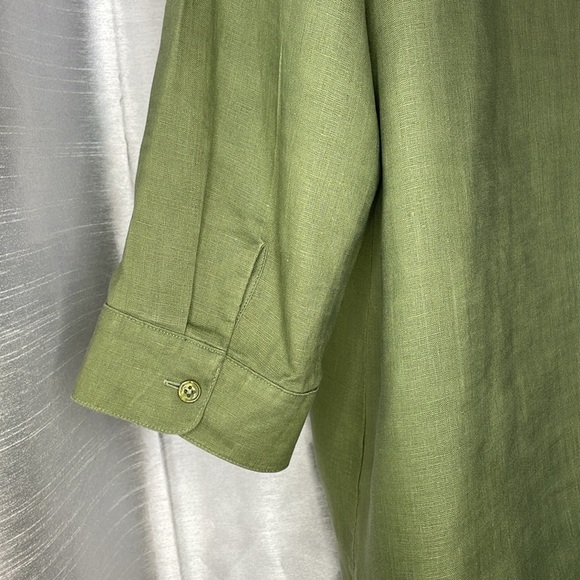 Coldwater Creek Women’s 1X Linen Green 3/4 Sleeve Button Up Shirt - Picture 9 of 9